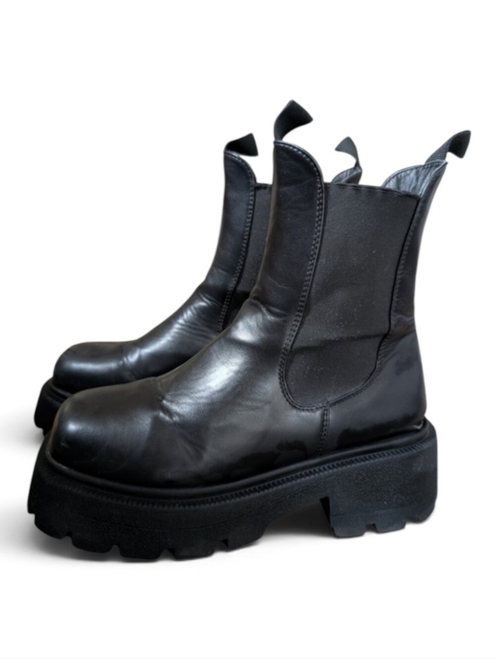 Nasty Gal Black Platform Chelsea Boots